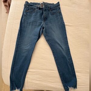 Loft slim pocket skinny distressed bottom jeans